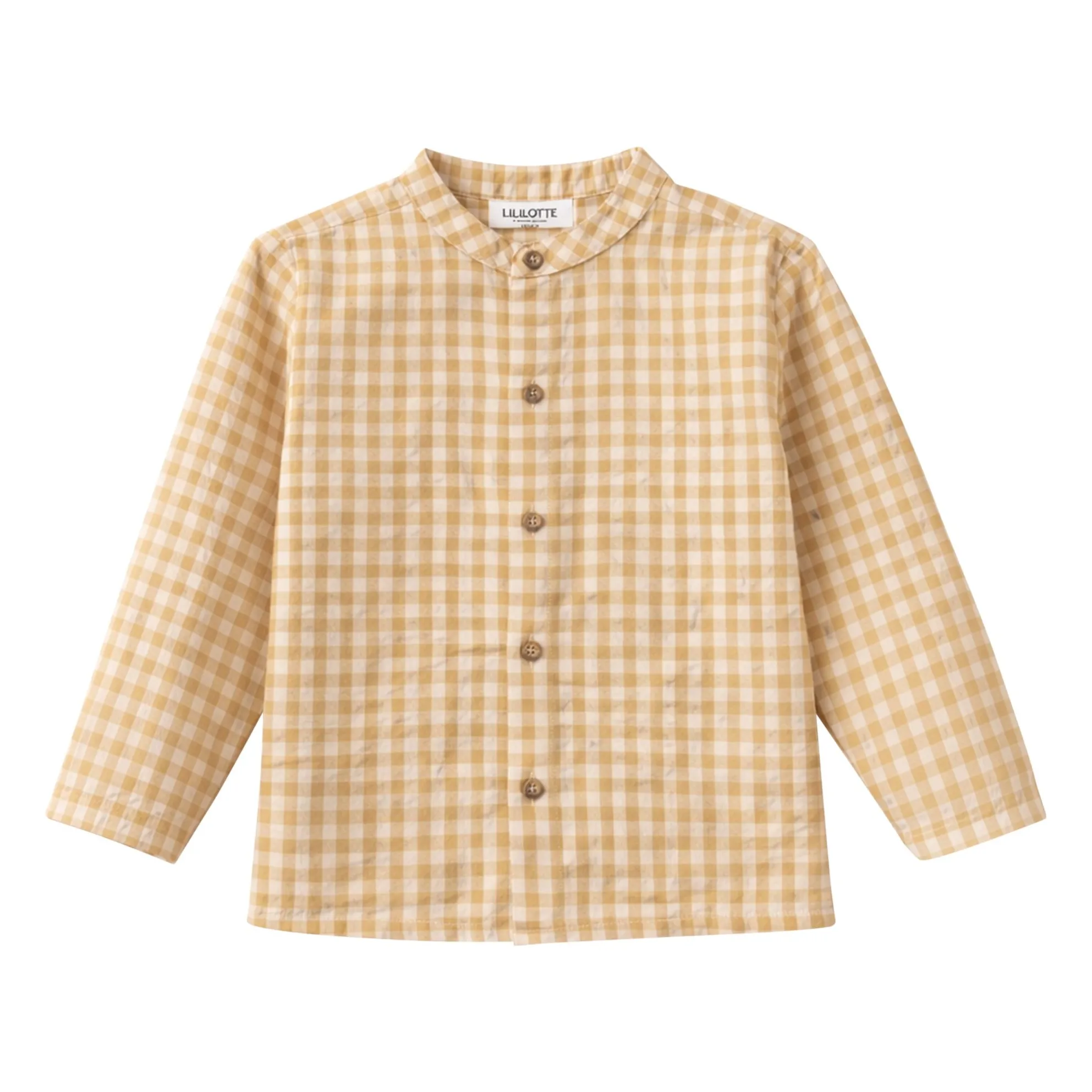 Lililotte Men's Yellow Shirt Maxence Carreaux Seersucker Coton Bio