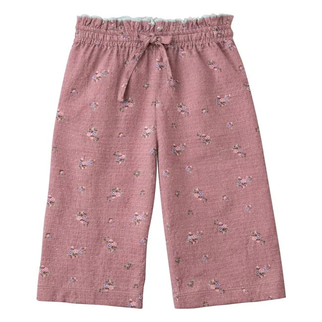 Pantalon Paola Fleuri Coton Bio | Vieux Rose