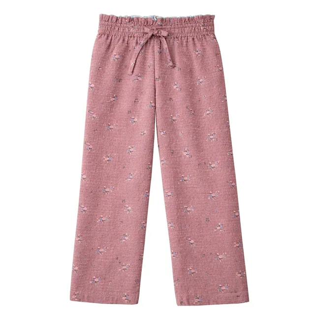 Paola Organic Cotton Floral Trousers | Dusty Pink