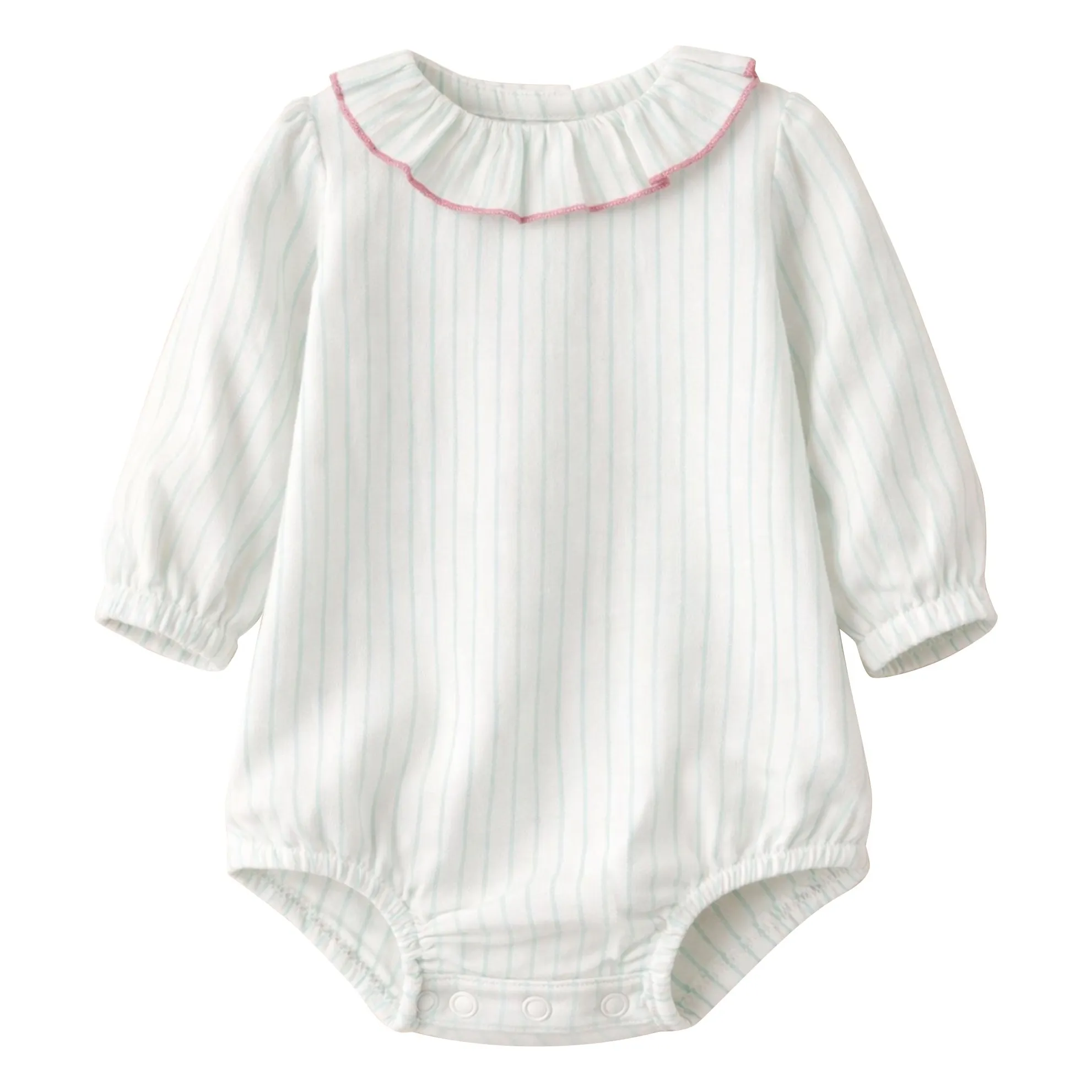 Lililotte Women's Mint Green Castille Striped Organic Cotton Romper