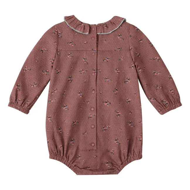 Barboteuse Castille Fleurie Coton Bio | Vieux Rose