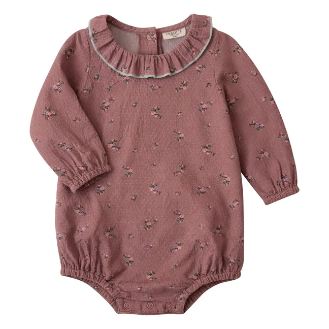 Barboteuse Castille Fleurie Coton Bio | Vieux Rose
