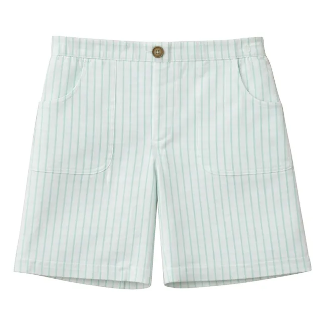 Bermudas Arsène de algodón orgánico a rayas | Verde Menta
