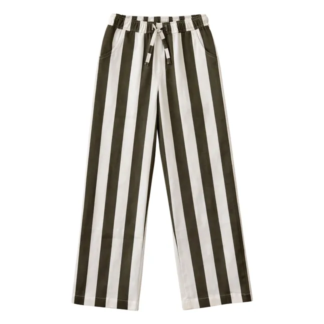 Paul Maxi Pantalones Sarga Rayas Algodón Ecológico | Crudo