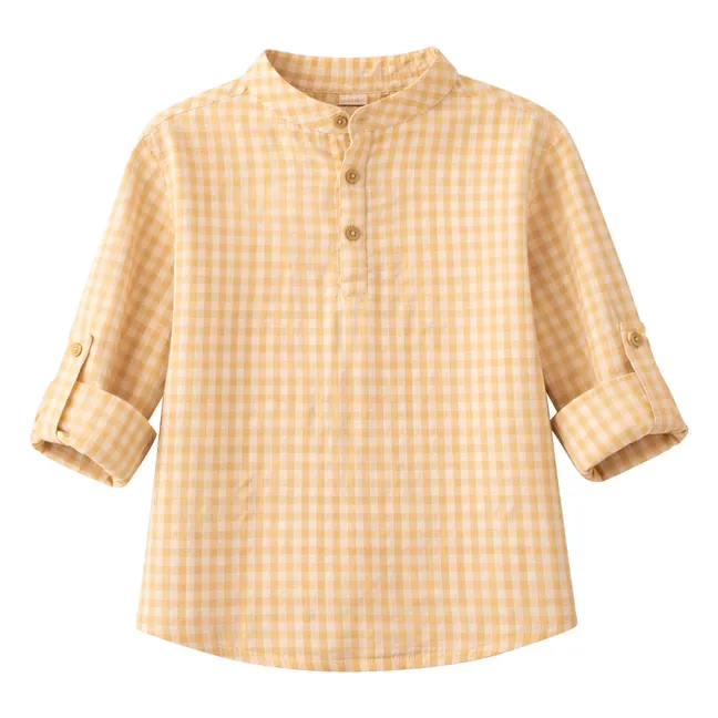 Camisa de algodón orgánico Côme Seersucker | Amarillo