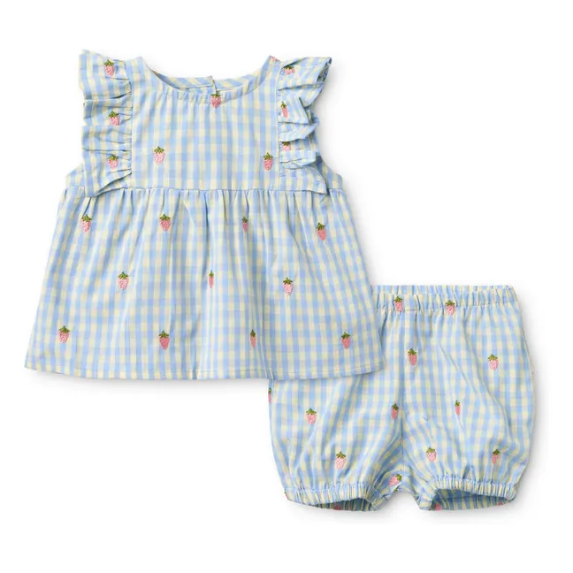 Ensemble Top et Short Millie Vichy | Bleu pâle