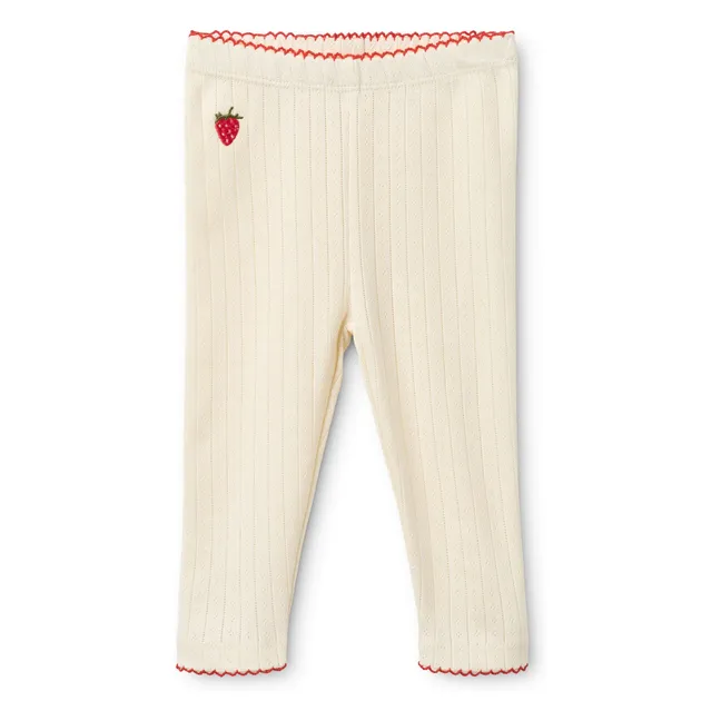 Legging Pointelle Flora Fraise | Crème