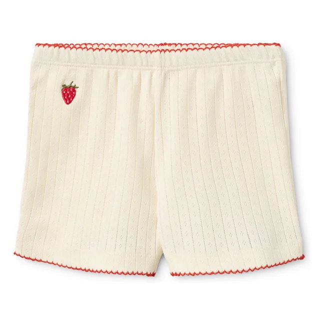 Pantalón corto Flora Strawberry Pointelle | Crema