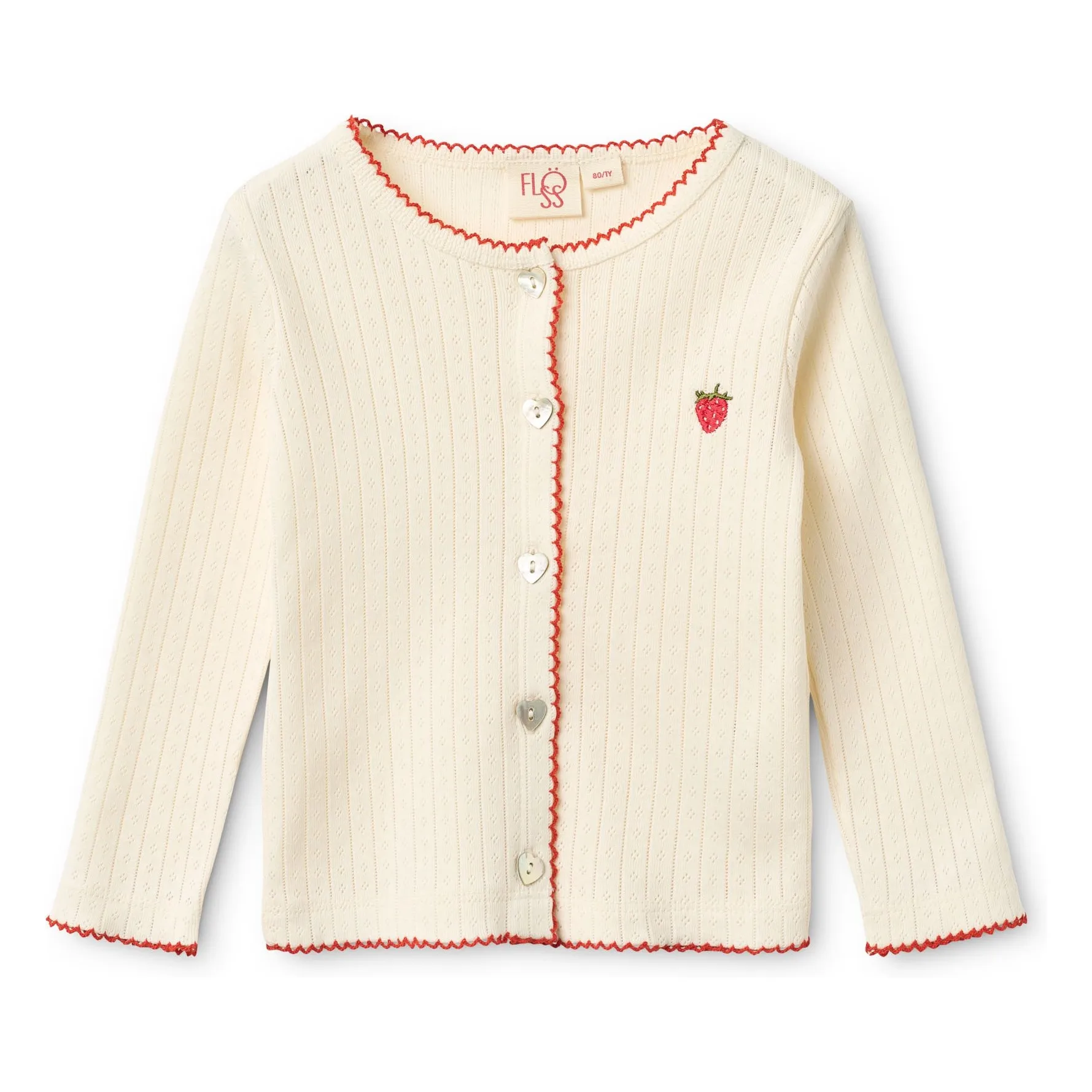 Flöss Cream Flora Fraise Pointelle Cardigan