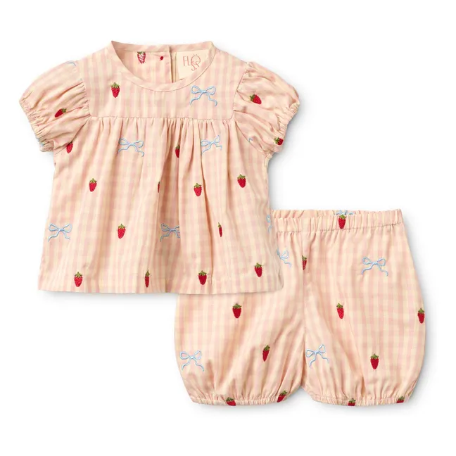 Conjunto de blusa y pantalón corto Dolly Vichy | Albaricoque