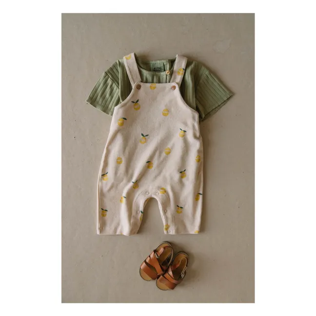 Homer organic cotton terry dungarees in lemon | Sand