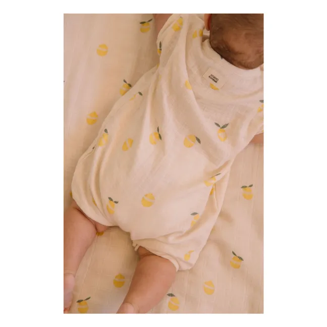 Combishort Bebecito Citrons Coton Bio | Ecru