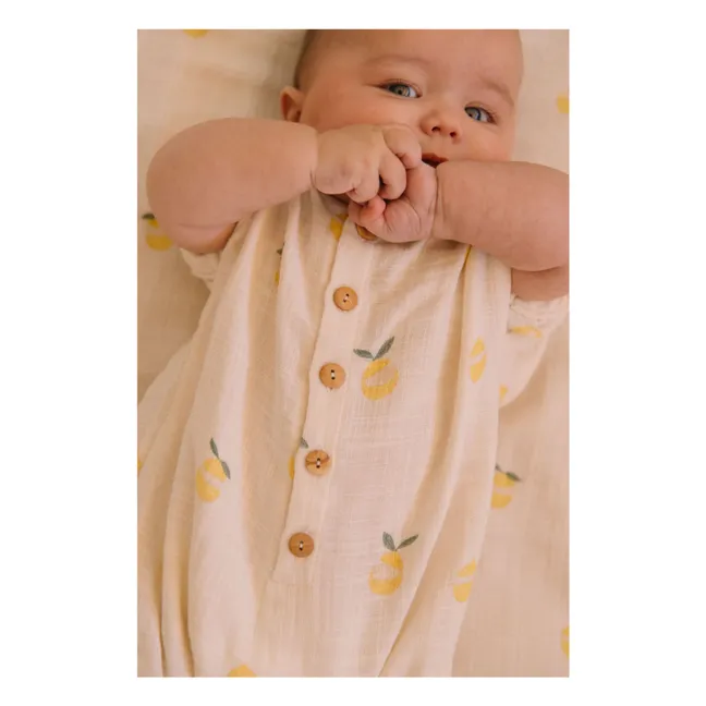 Combishort Bebecito Citrons Coton Bio | Ecru