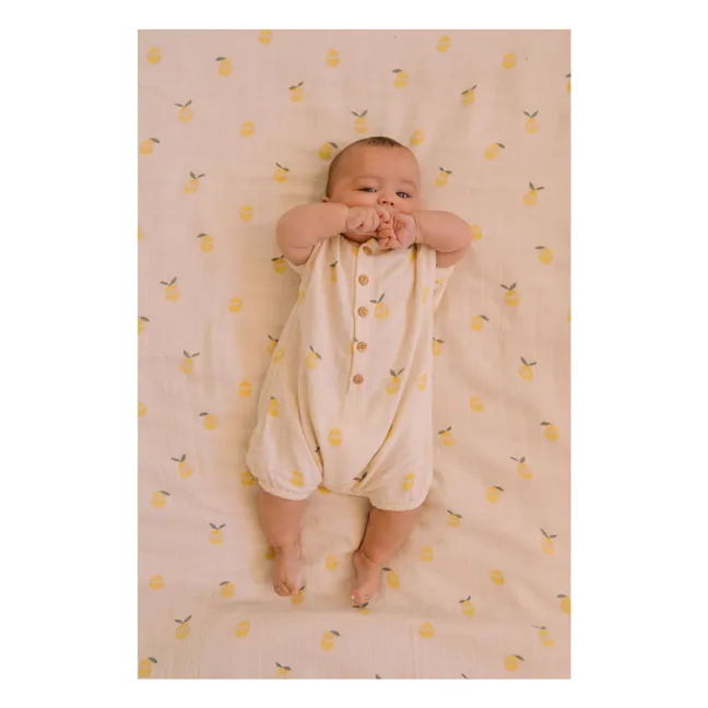 Combishort Bebecito Citrons Coton Bio | Ecru