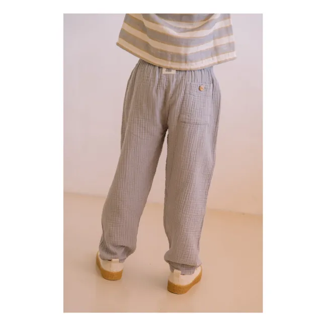 Pantalon Gauffré Cousin Gaze de Coton Bio | Bleu gris