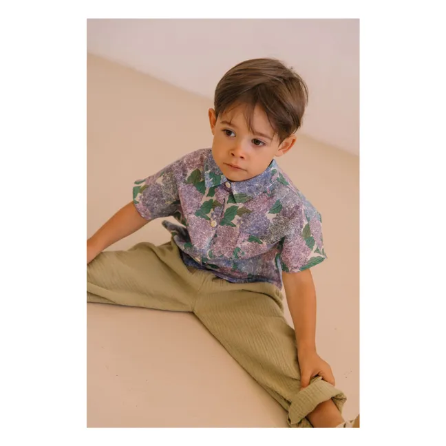 Pantalon Gauffré Cousin Gaze de Coton Bio | Vert kaki clair