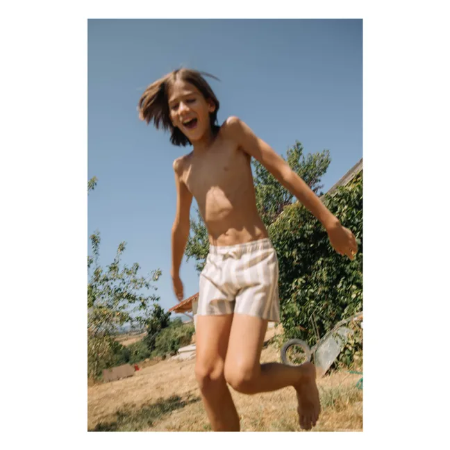 Short de Bain Chico Rayé Coton Bio | Bleu pâle