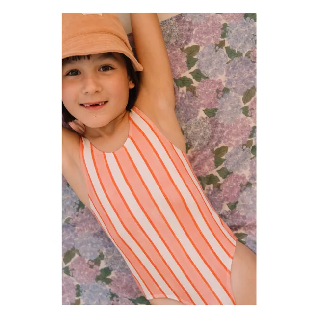 Maillot de Bain Roberta Rayé Coton Bio | Rose