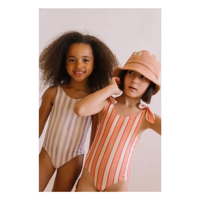 Maillot de Bain Roberta Rayé Coton Bio | Rose