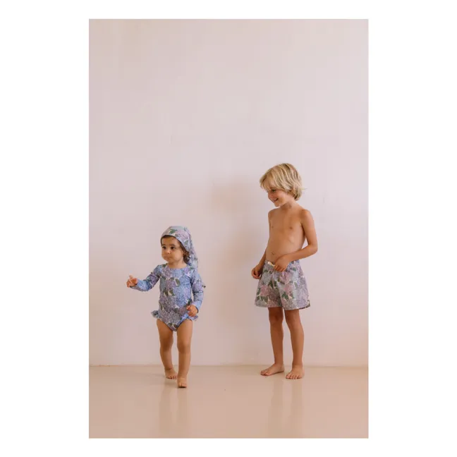 Maillot de Bain Manches Longues Josepha Fleurs Fibres Recyclées | 	Lilas