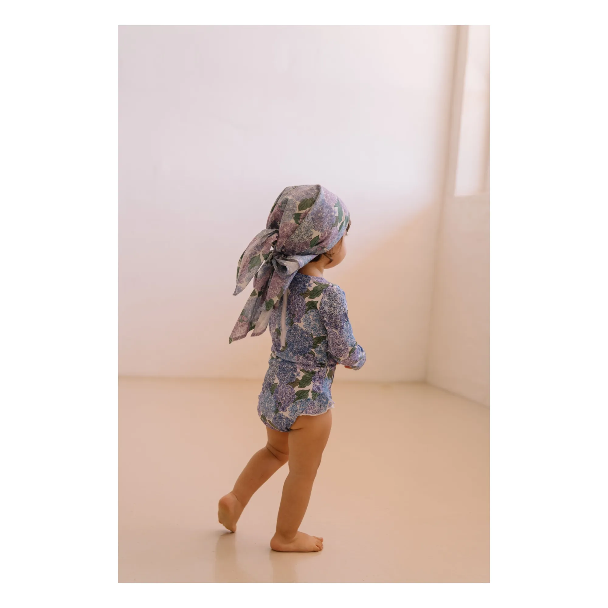 Foulard Linon Fleurs Coton Bio | 	Lilas- Image produit n°2