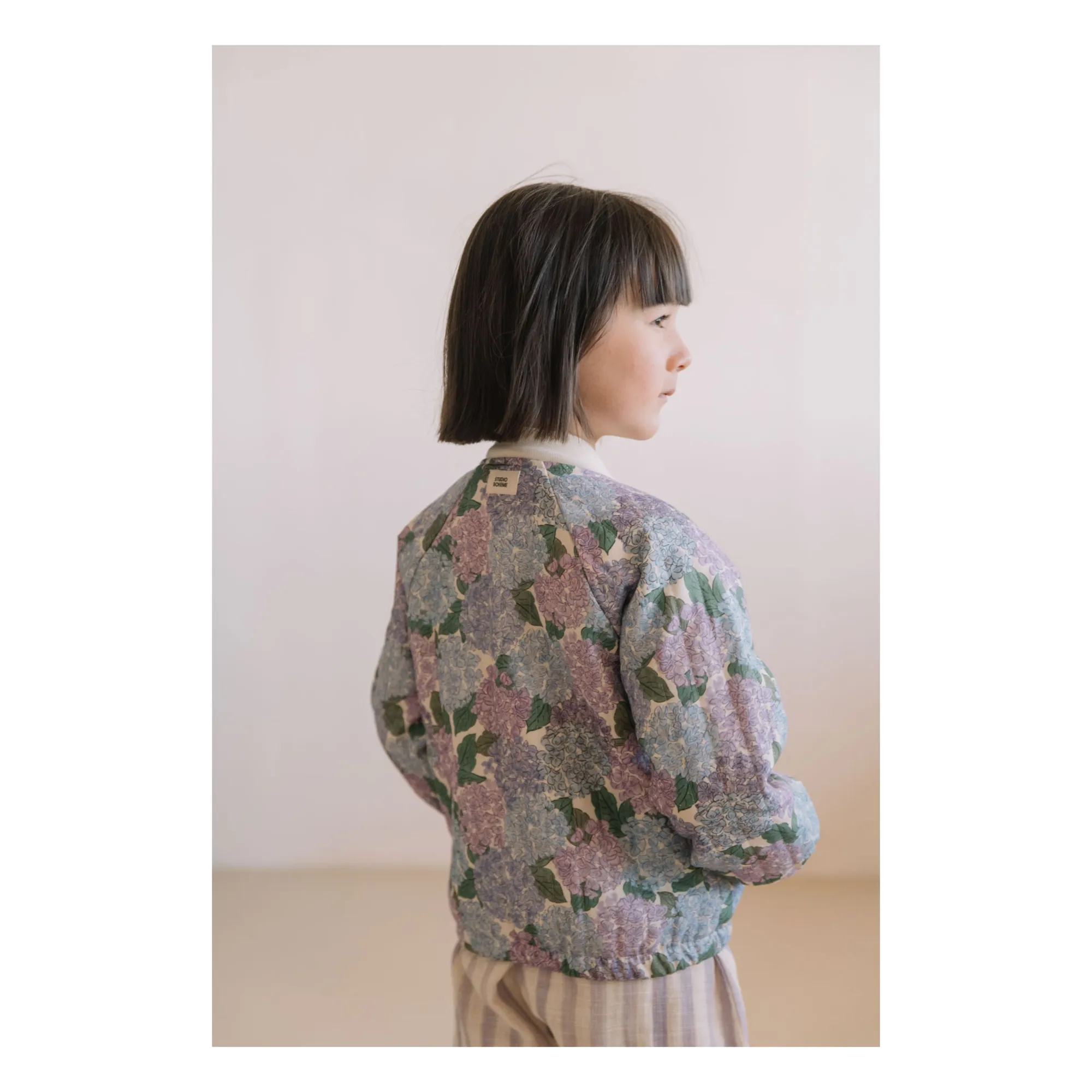 Bomber Léon Fleurs Coton Bio | 	Lilas- Image produit n°3