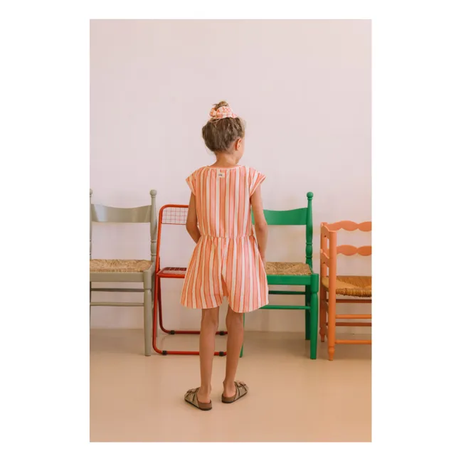 Combishort Loulou Rayée Eponge Coton Bio | Rose