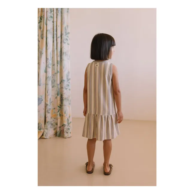 Playa Striped Organic Cotton Dress | Pale blue