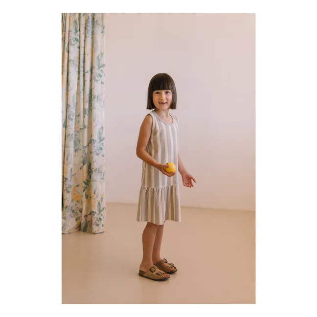 Playa Striped Organic Cotton Dress | Pale blue