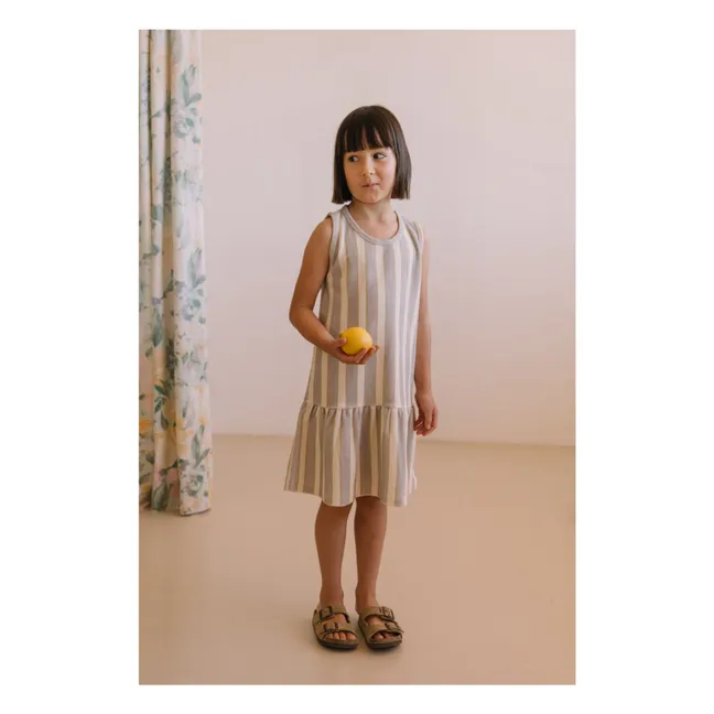 Playa Striped Organic Cotton Dress | Pale blue