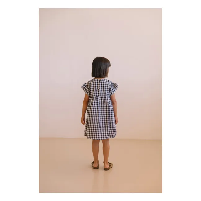 Vestido de gasa de algodón orgánico Cousine Vichy | Negro