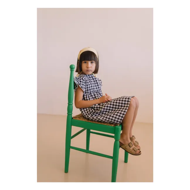 Vestido de gasa de algodón orgánico Cousine Vichy | Negro