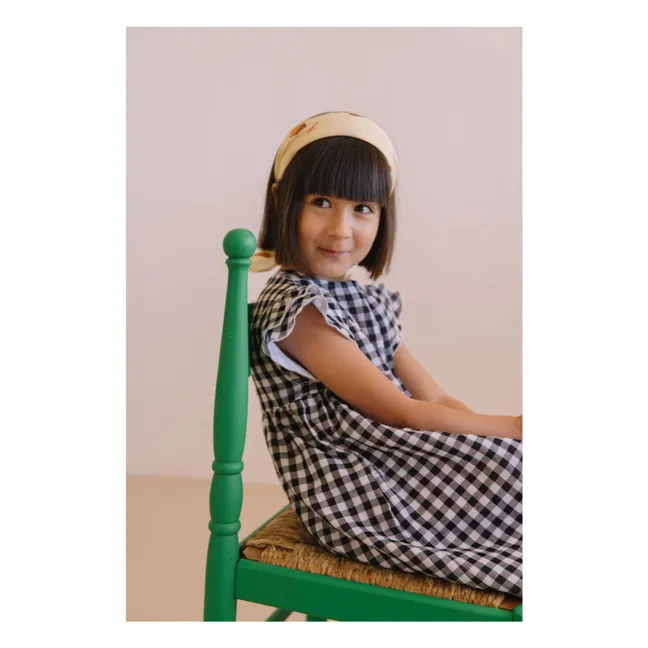 Vestido de gasa de algodón orgánico Cousine Vichy | Negro