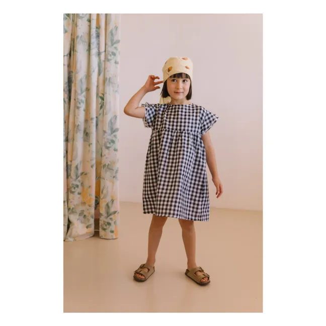 Vestido de gasa de algodón orgánico Cousine Vichy | Negro