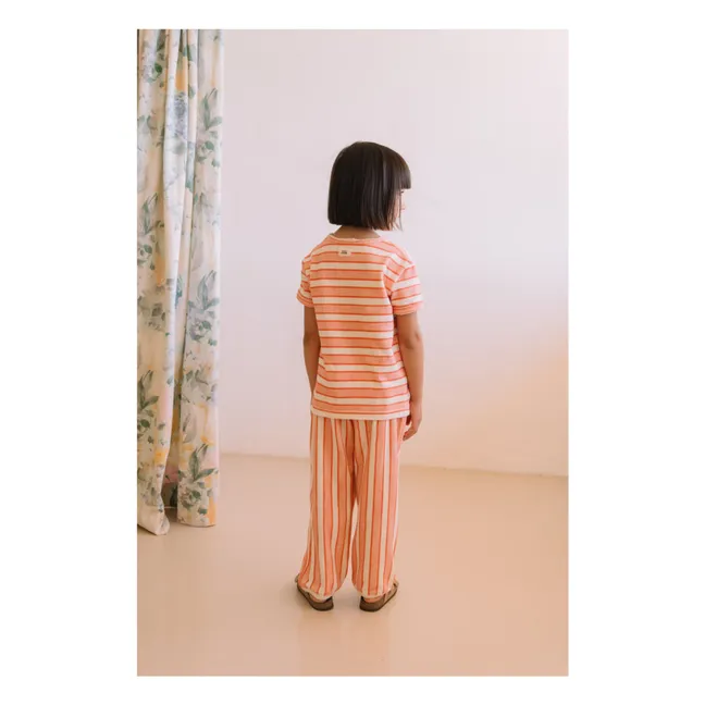 Pantalón porgy de algodón orgánico a rayas | Rosa