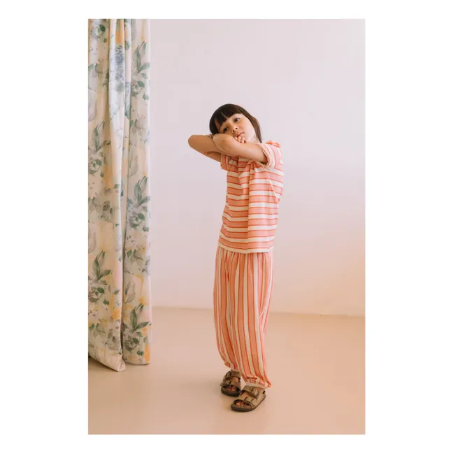 Pantalon Porgy Rayé Coton Bio | Rose