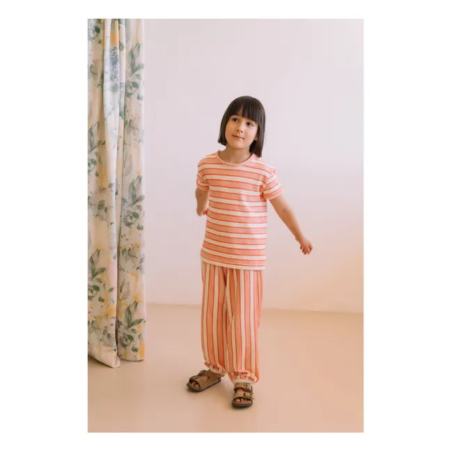Pantalon Porgy Rayé Coton Bio | Rose