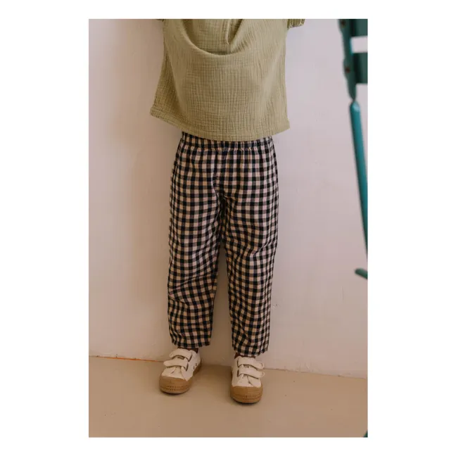 Cousin Vichy Organic Cotton Gauze Pants | Black