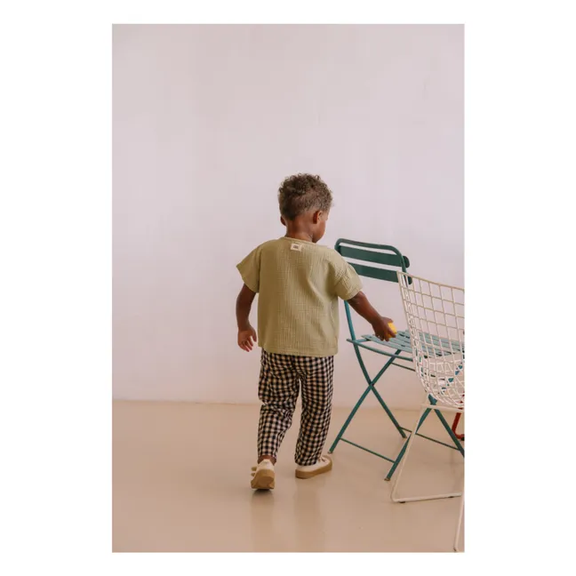 Cousin Vichy Organic Cotton Gauze Pants | Black