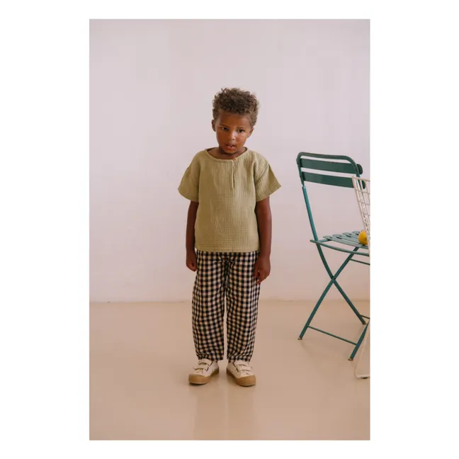 Cousin Vichy Organic Cotton Gauze Pants | Black