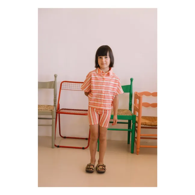 Cycliste Jeannie Rayé Coton Bio | Rose