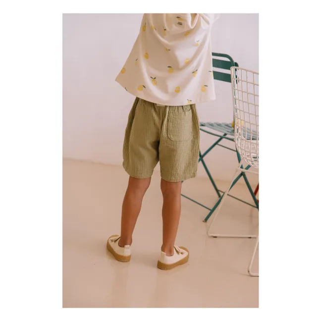 Basile Waffle Bermuda Organic Cotton Gauze | Khaki