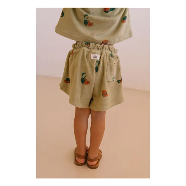 Georgy Watermelon Organic Cotton Towelling Shorts | Khaki