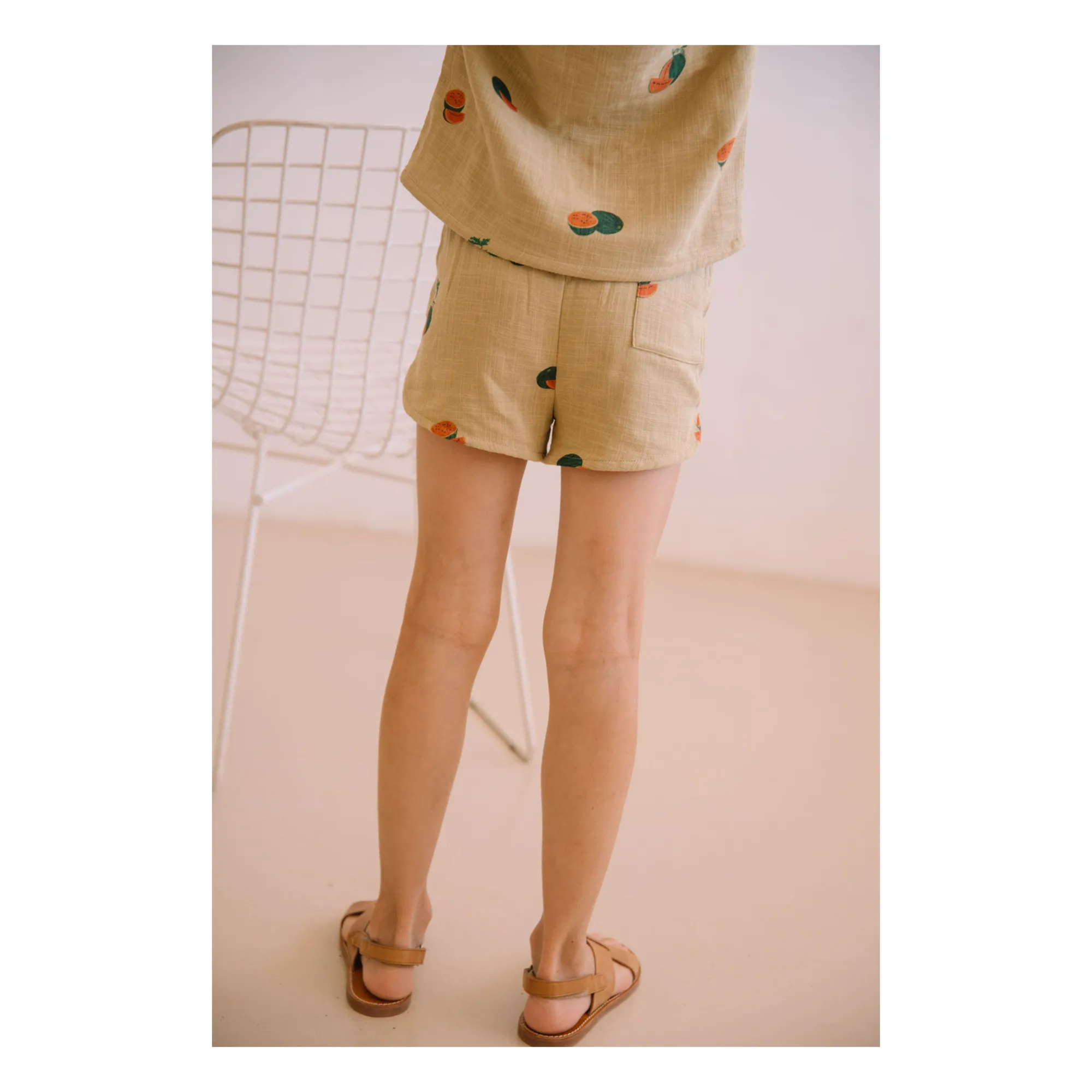 Short Georgette Pastèques Gaze de Coton Bio | Sauge- Image produit n°5