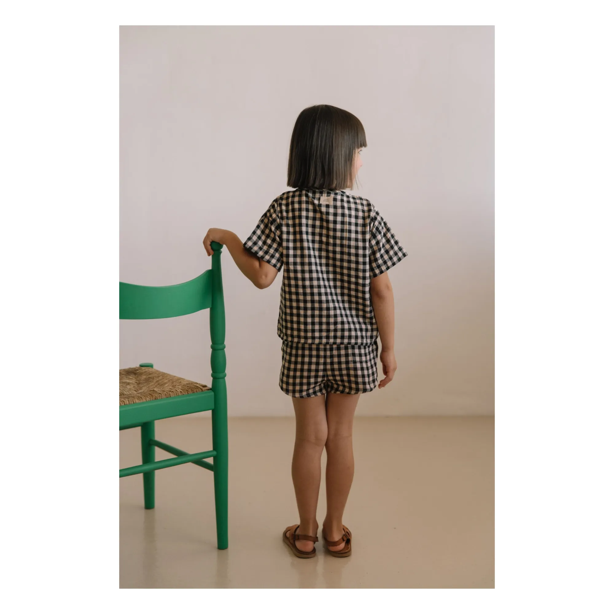 Short Georgette Vichy Gaze de Coton Bio | Noir- Image produit n°4