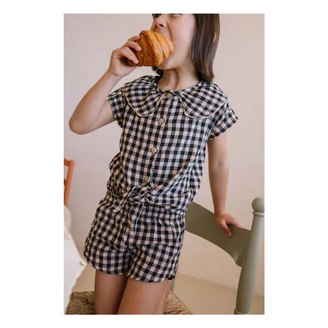 Short Georgette Vichy Gaze de Coton Bio | Noir