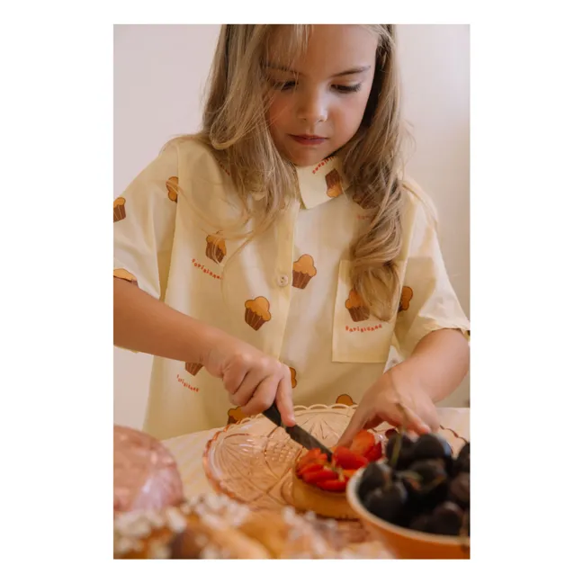 Voile Brioches organic cotton shirt | Pale yellow