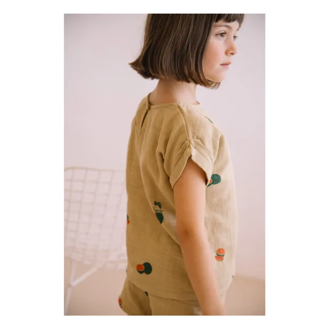 Praslin Watermelon Cotton Gauze T-Shirt | Sage