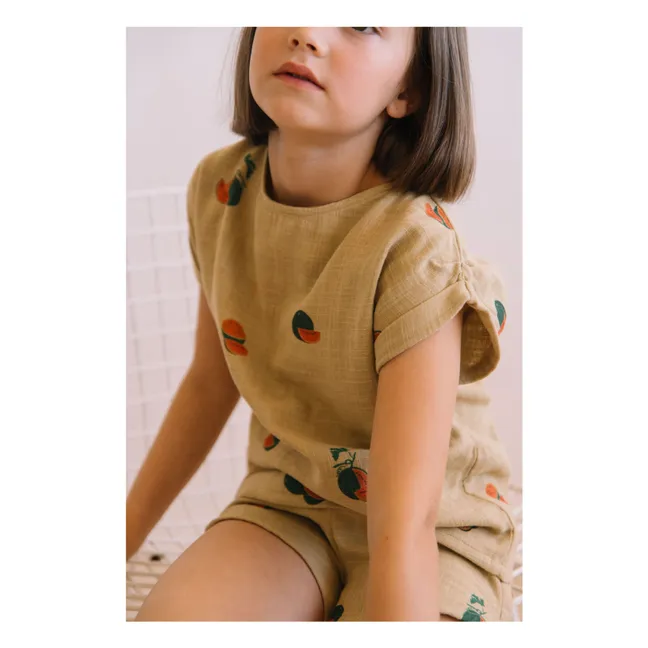 Praslin Watermelon Cotton Gauze T-Shirt | Sage