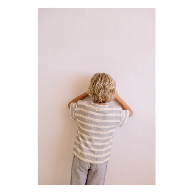 Camiseta de rayas Orso Gasa de algodón orgánico | Azul Pálido